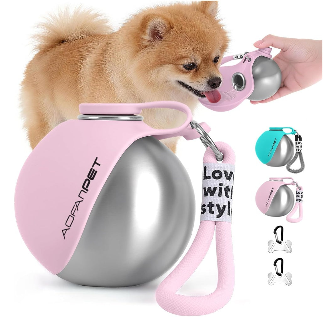 Tragbare Hundetrinkflasche aus Edelstahl – Reise-Wasserspender für kleine Hunde